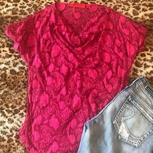 Sheer fuchsia snake print top